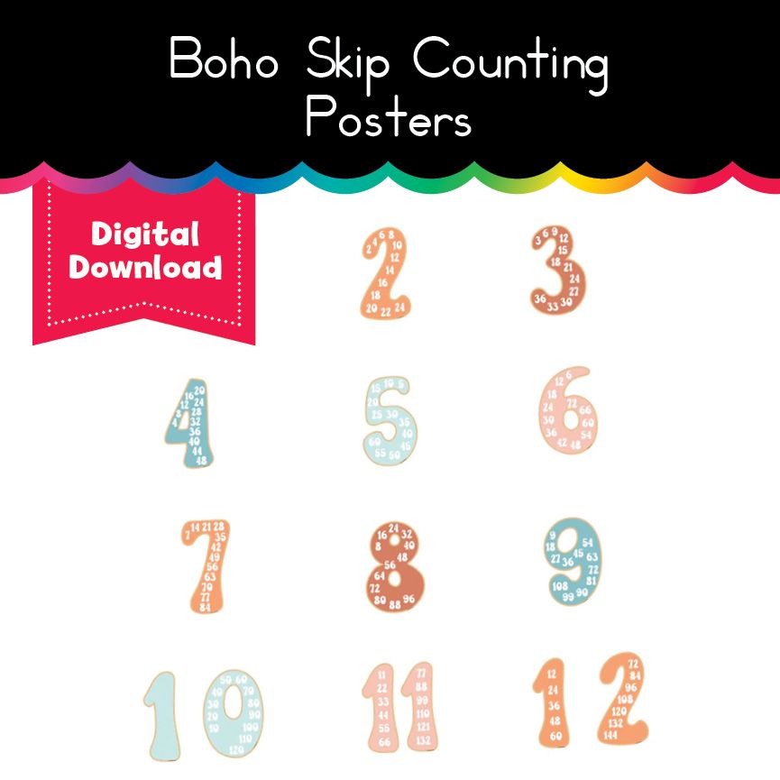 Boho Skip Counting Posters | Printable Resource - Playground Press