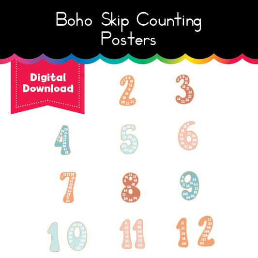 Boho Skip Counting Posters