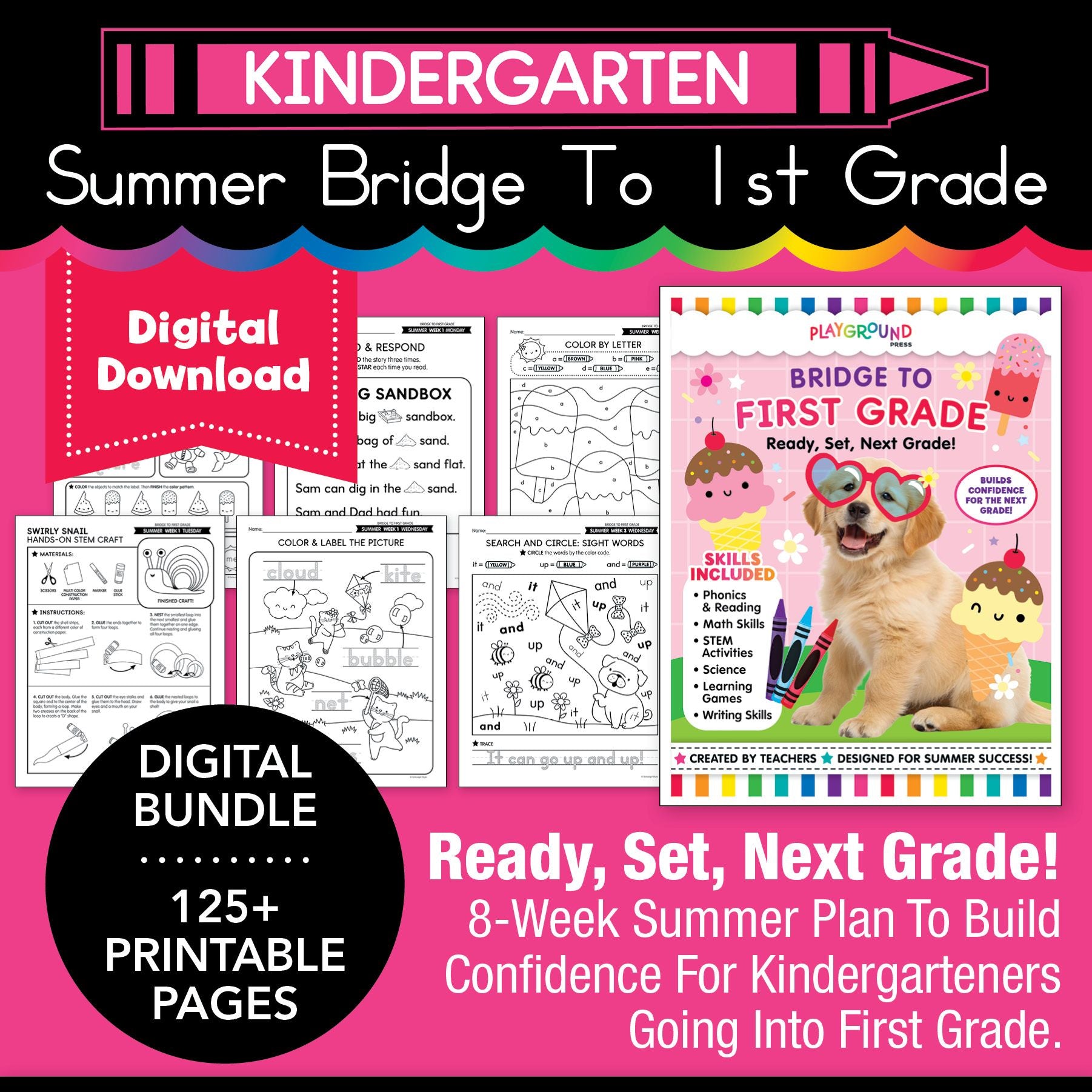 Printable Bridge To First Grade Digital Summer Workbook