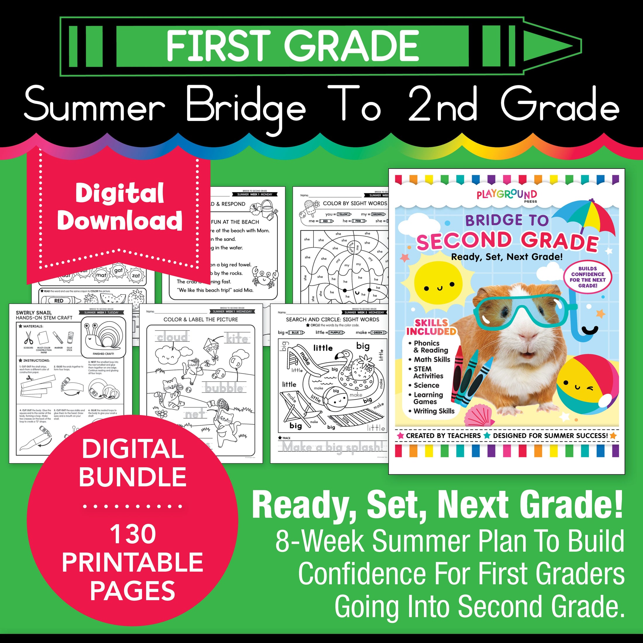 Printable Bridge To Second Grade Digital Summer Workbook