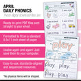 Load image into Gallery viewer, Printable Kindergarten April Daily Phonics
