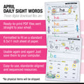 Load image into Gallery viewer, Printable Kindergarten April Daily Sight Words
