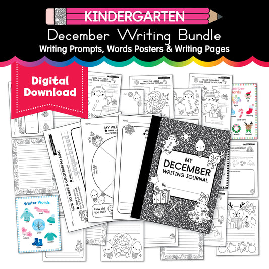 Printable Kindergarten December Writing Bundle
