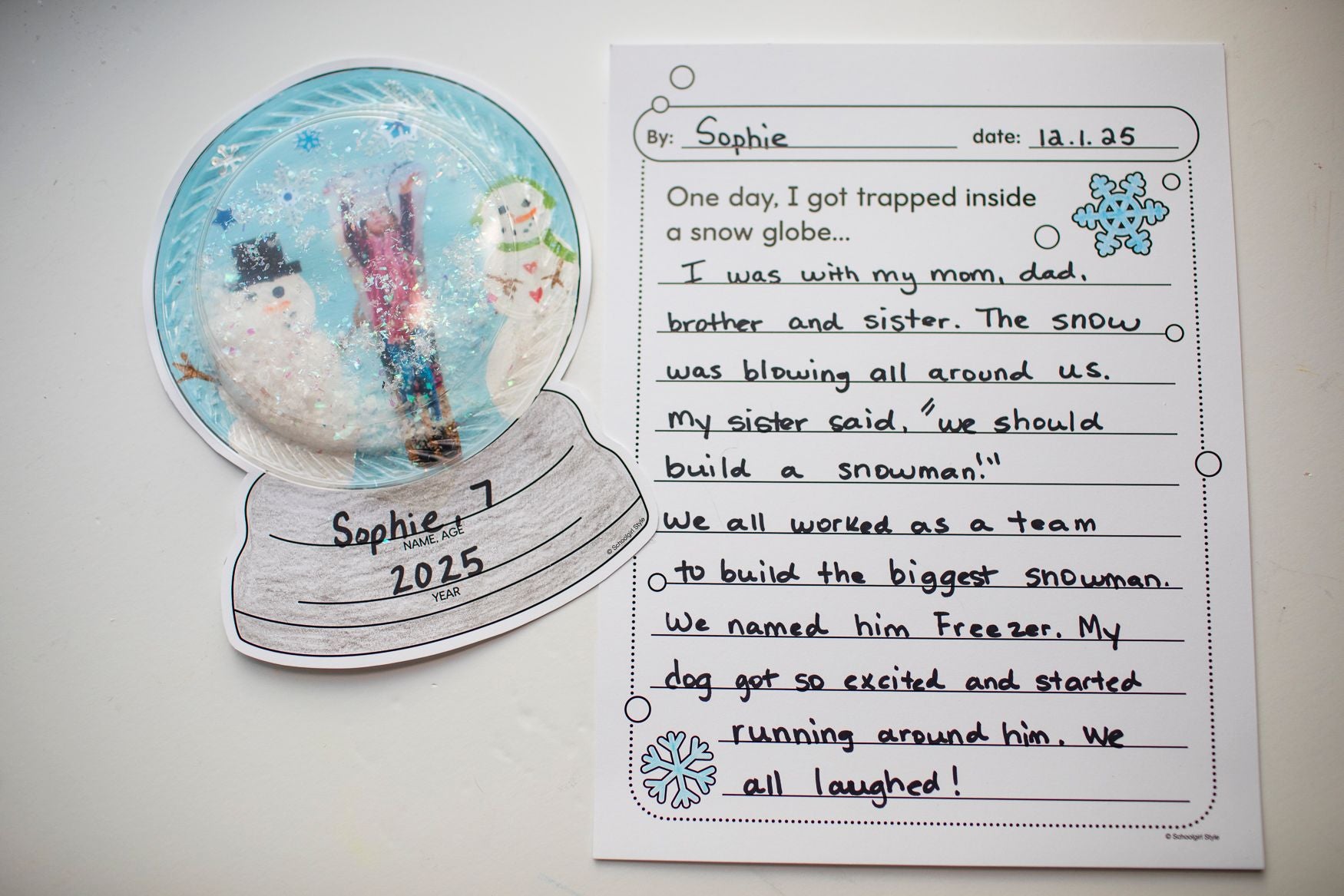 Printable December "Trapped In A Snow Globe" Snow Globe Keepsake Craftivity