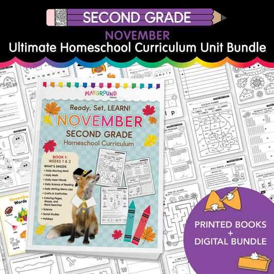 Ultimate Second Grade November Homeschool Curriculum Bundle