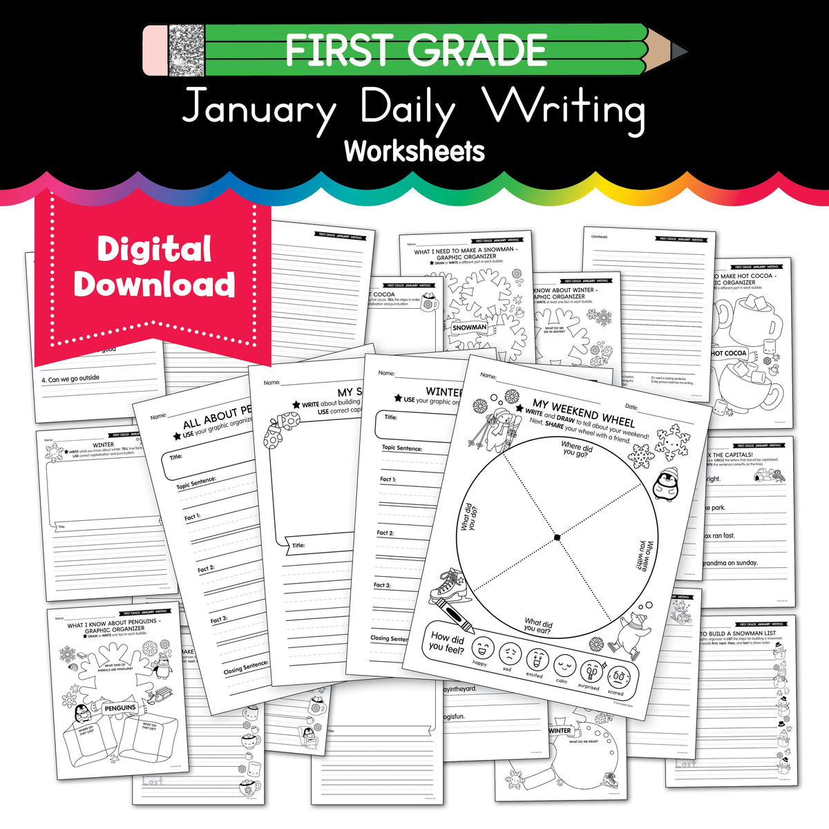 First Grade Writing Examples January Printable First Grade January Daily Writing - Playground Press