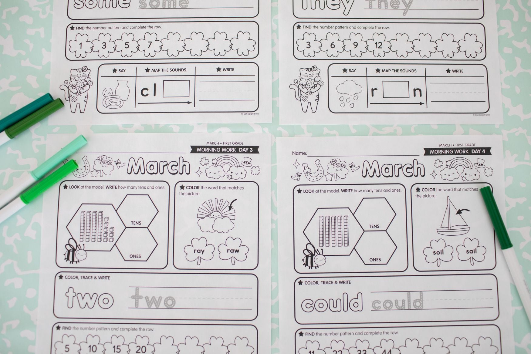Printable First Grade March Daily Morning Work