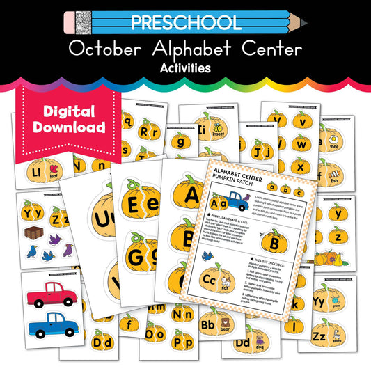 Printable Preschool October Alphabet Center Activities