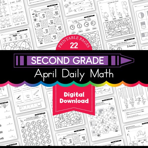 Sencong Grade Math Printable Second Grade April Daily Math - Playground Press
