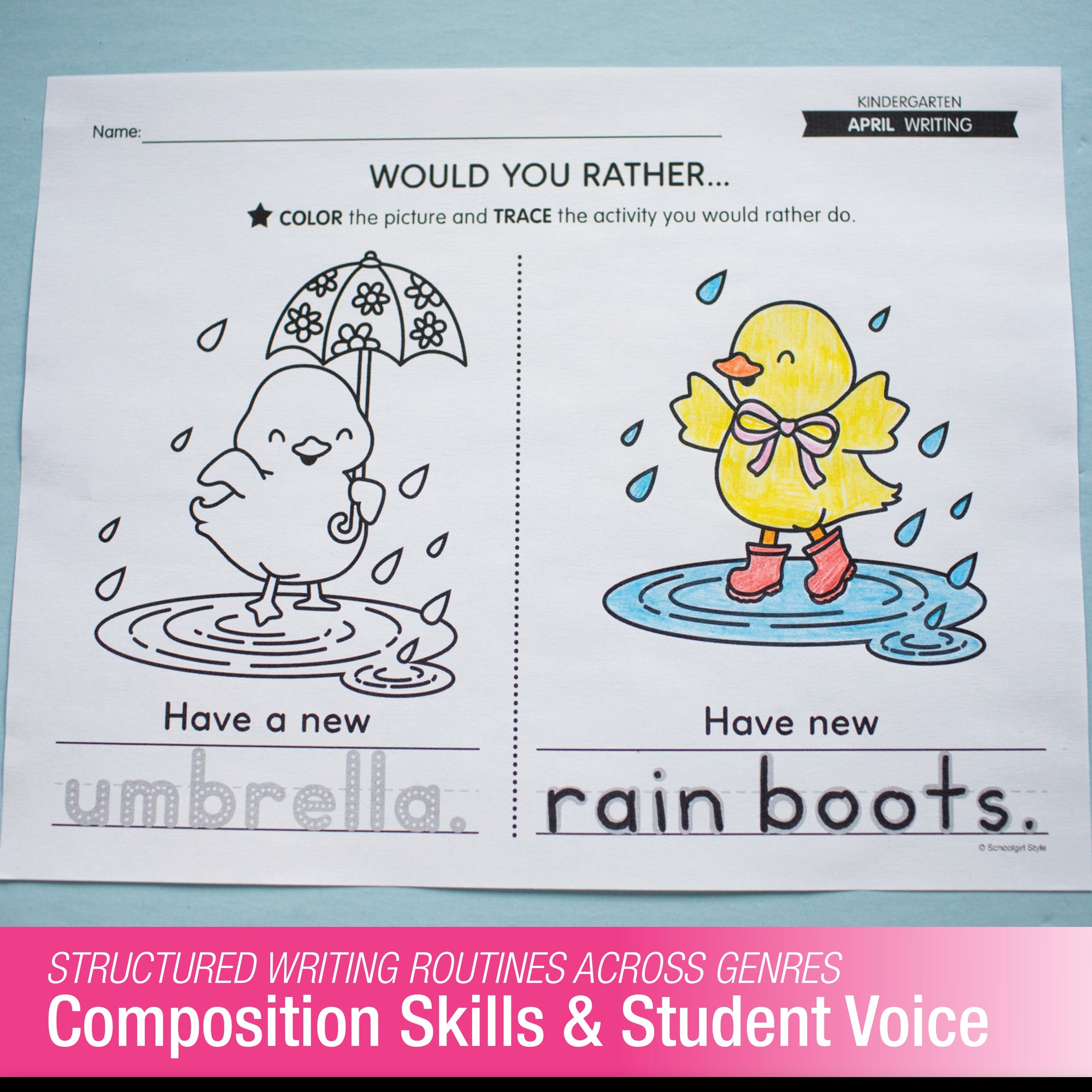 Printable Kindergarten April Daily Writing