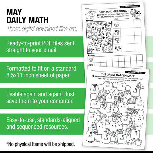 Printable First Grade May Daily Math