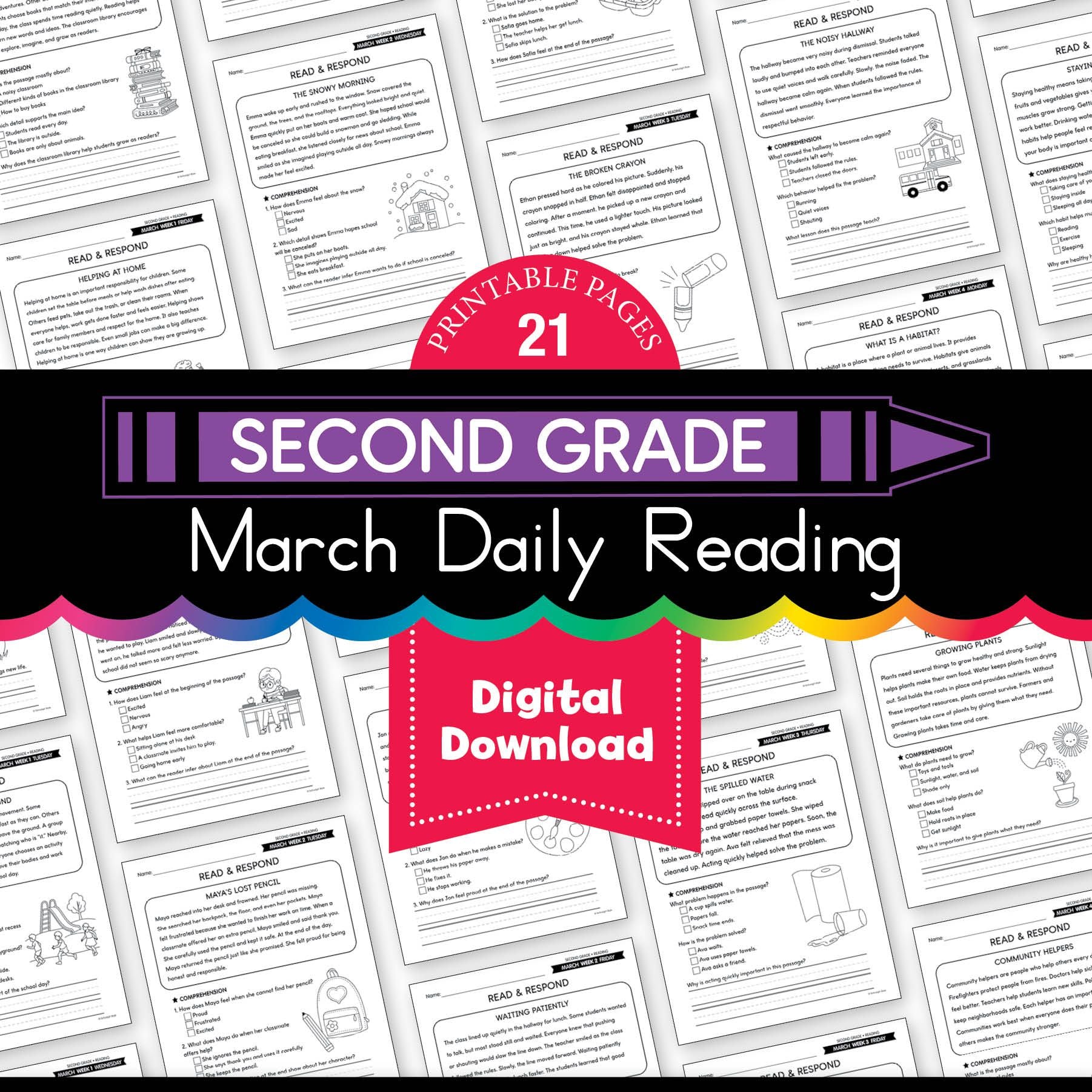 Printable Second Grade March Daily Reading