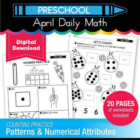 Printable Preschool April Daily Math