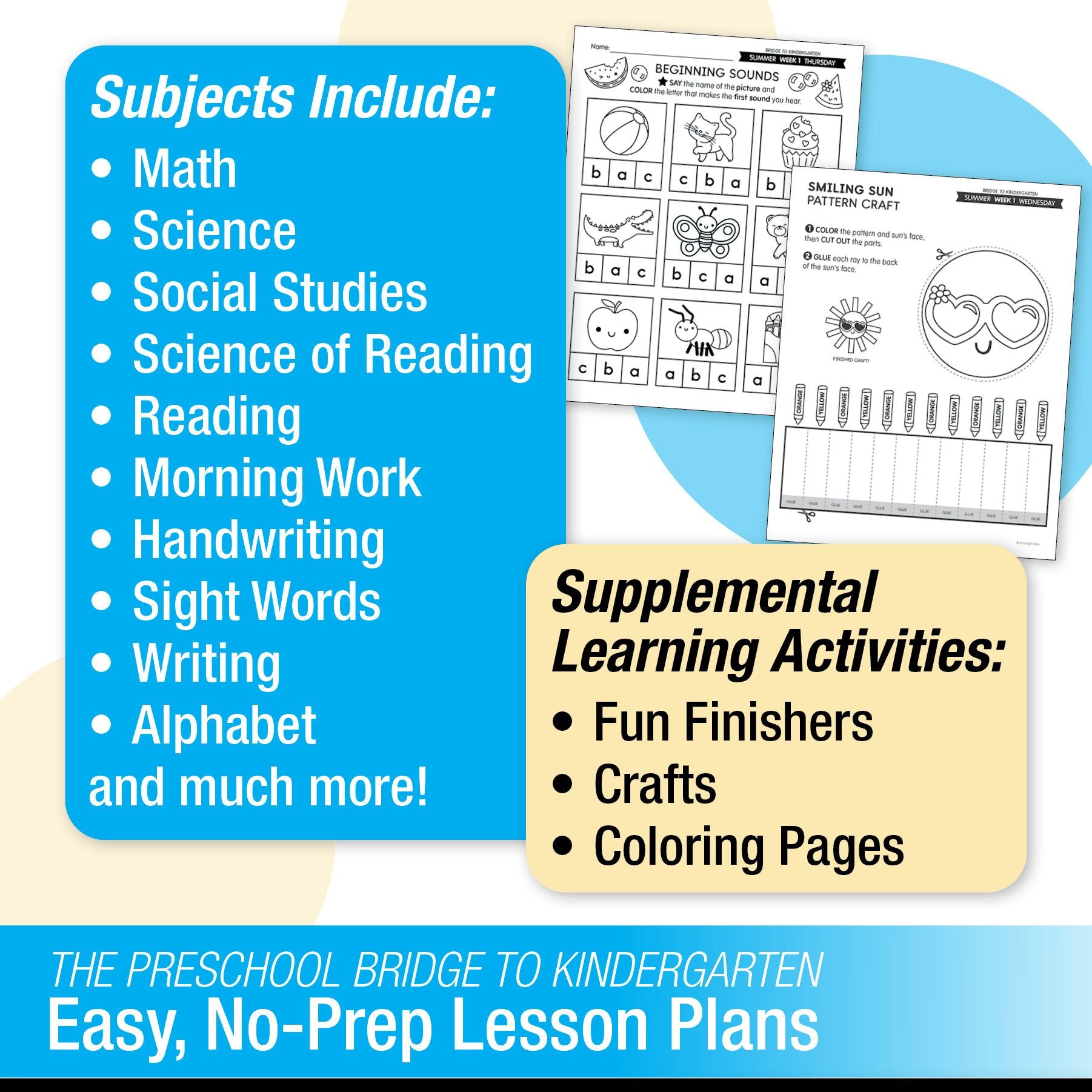 Printable Bridge To Kindergarten Digital Summer Workbook