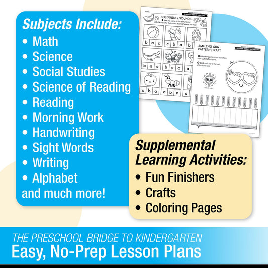 Printable Bridge To Kindergarten Digital Summer Workbook