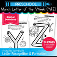 Load image into Gallery viewer, Printable Preschool March Letter of the Week (Y, Z, & Full Alphabet Review)
