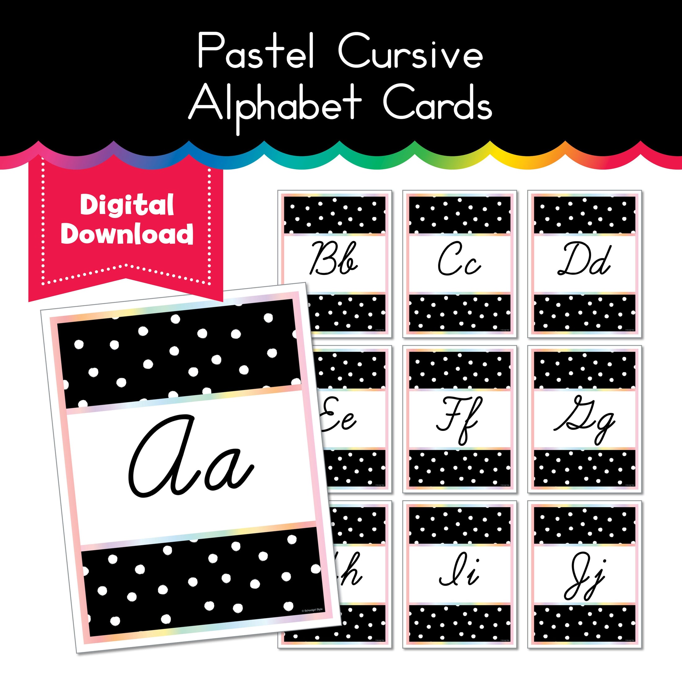 Pastel Cursive Alphabet Cards 