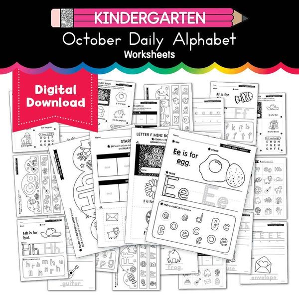 Printable Kindergarten October Daily Alphabet E-H - Playground Press