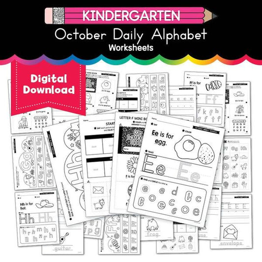 Printable Kindergarten October Daily Alphabet