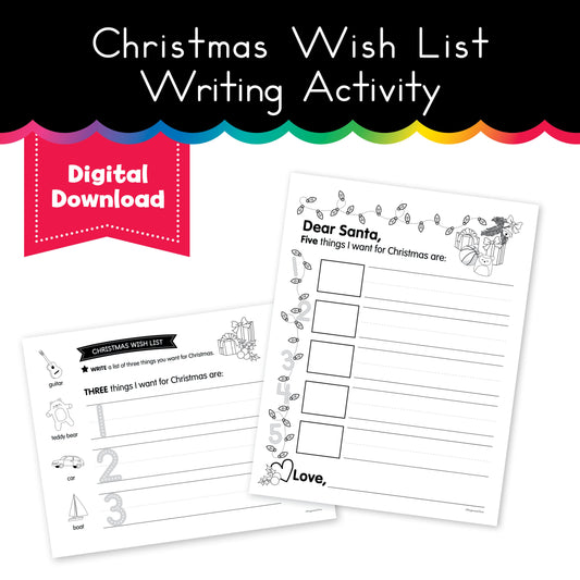 Christmas Wishlist and Letter to Santa Writing Activities