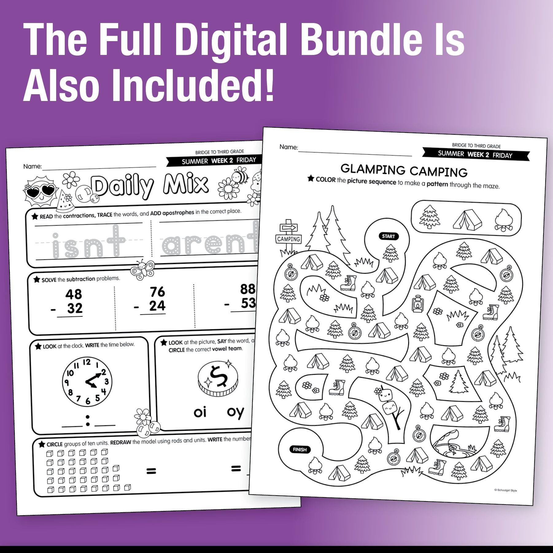 Ultimate Bridge To Third Grade Pre-Printed And Digital Summer Workbook