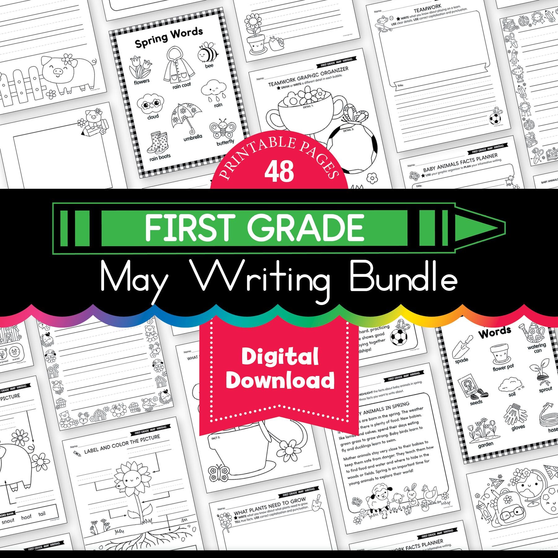 Printable First Grade May Writing Bundle