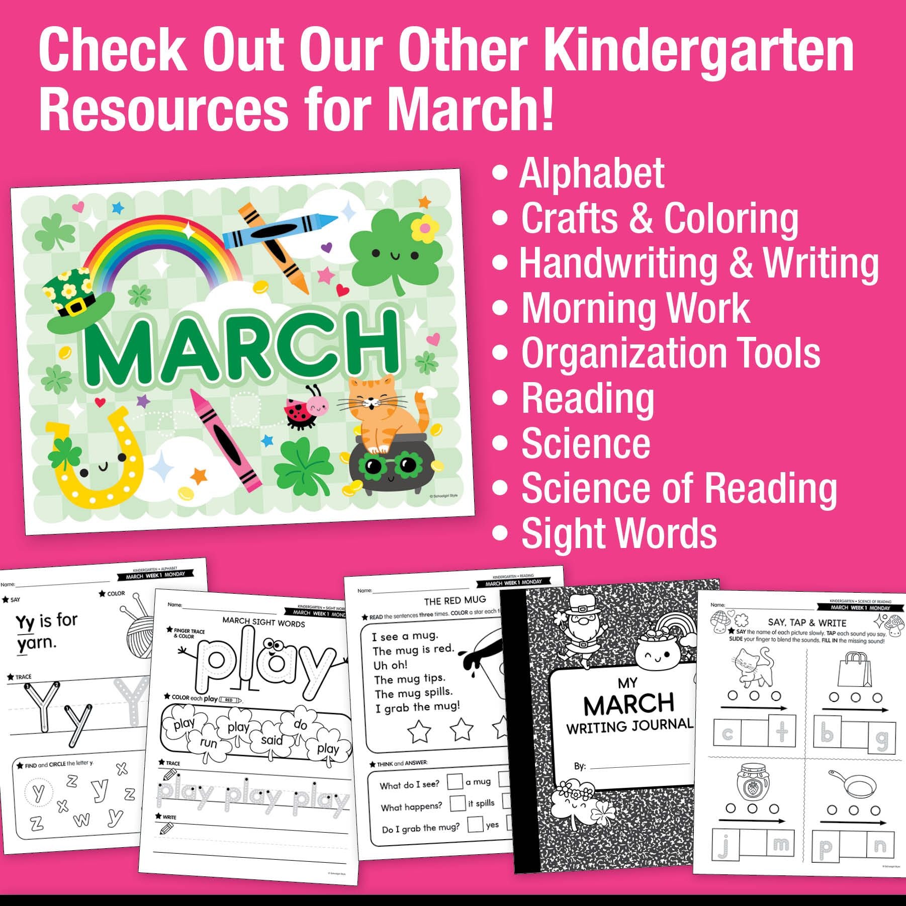 Printable Kindergarten March Daily Math