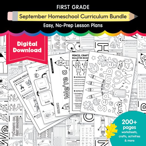 First Grade September  Homeschool Curriculum Bundle