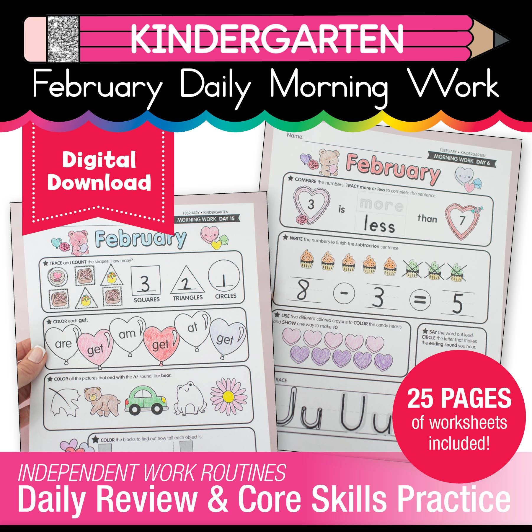 Printable Kindergarten February Daily Morning Work
