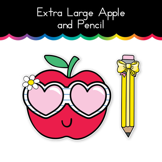 Extra Large Apple and Pencil Cutout 