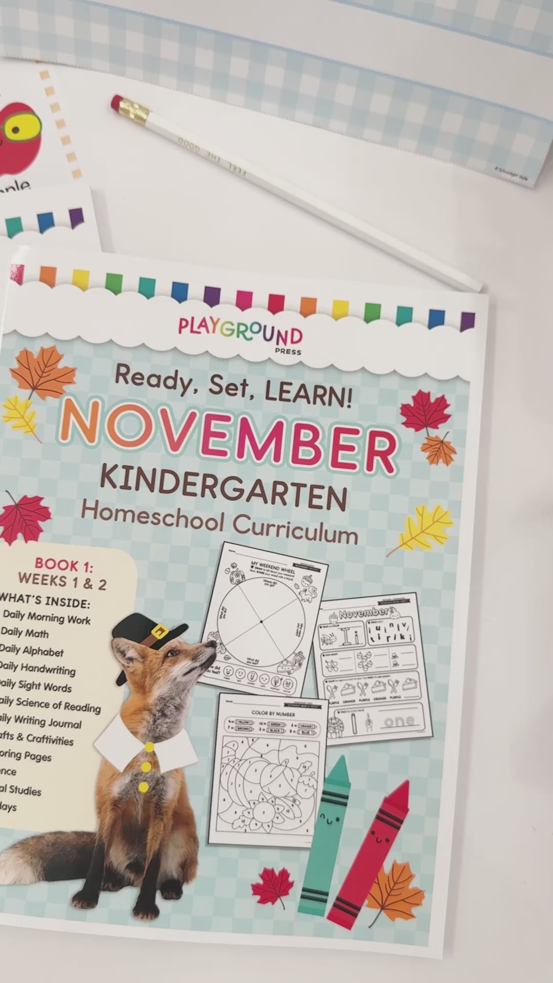 Printable Kindergarten November Homeschool Curriculum Bundle