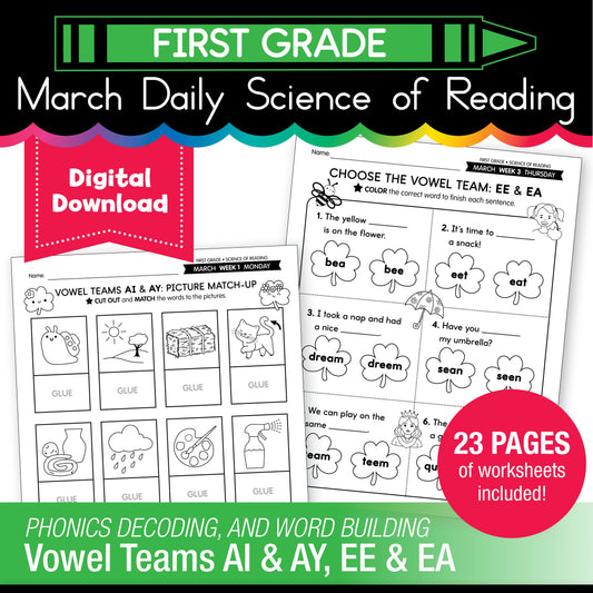 Printable First Grade March Daily Science of Reading