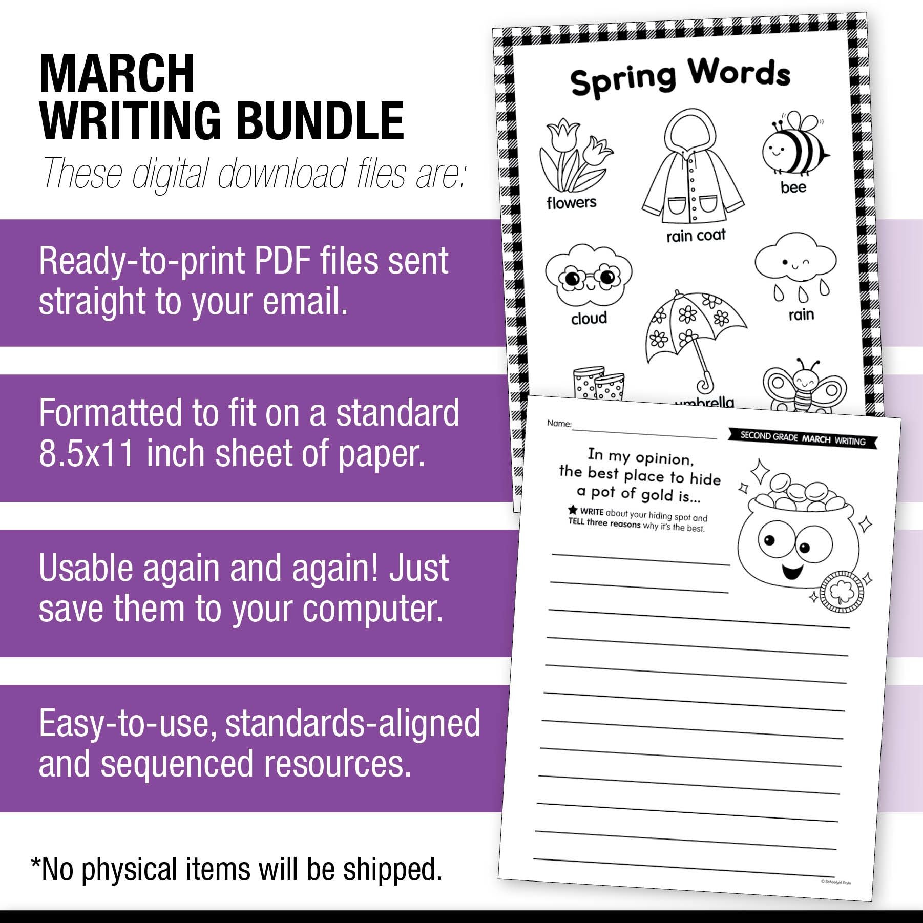 Printable Second Grade March Writing Bundle