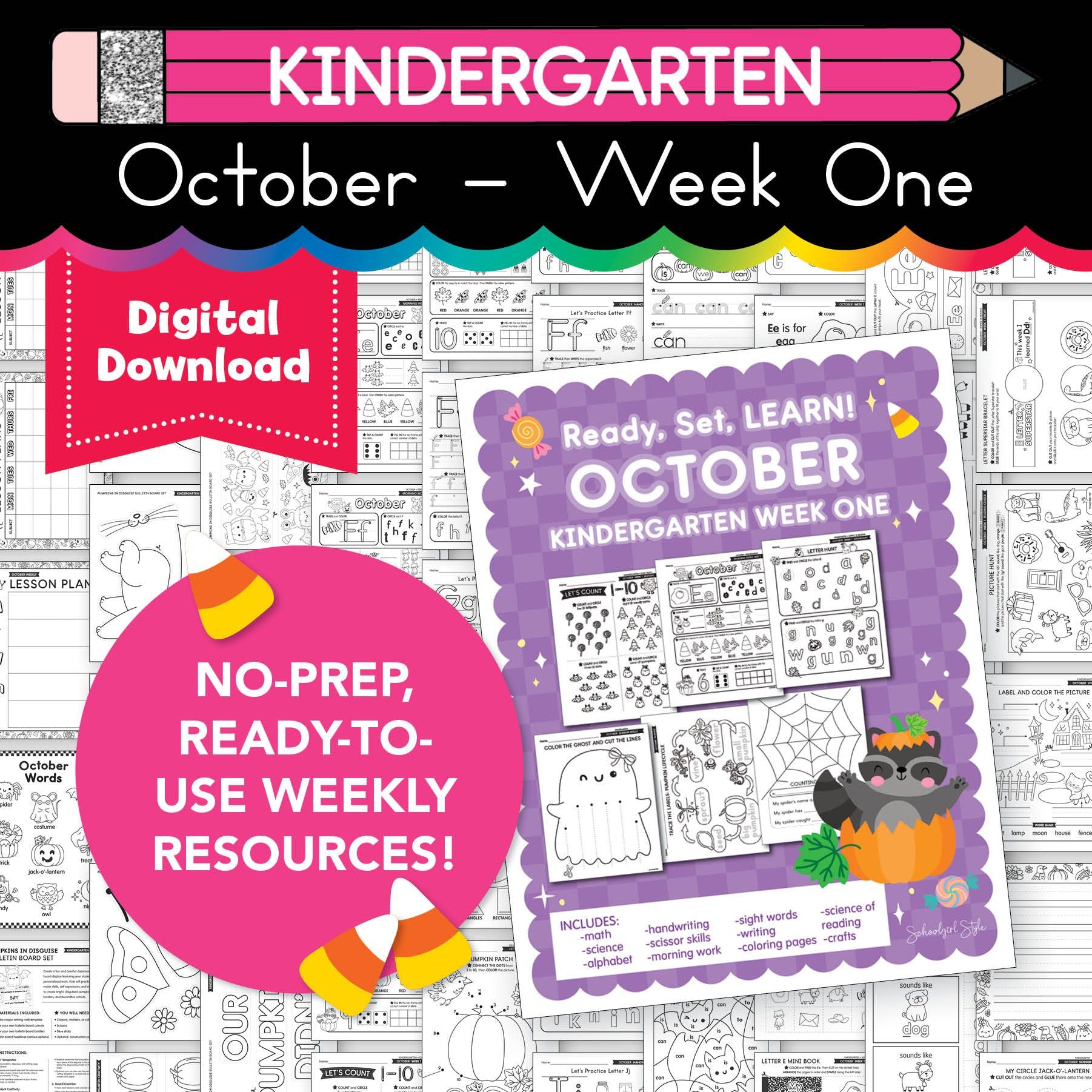 Printable Kindergarten October Week 1 Resources