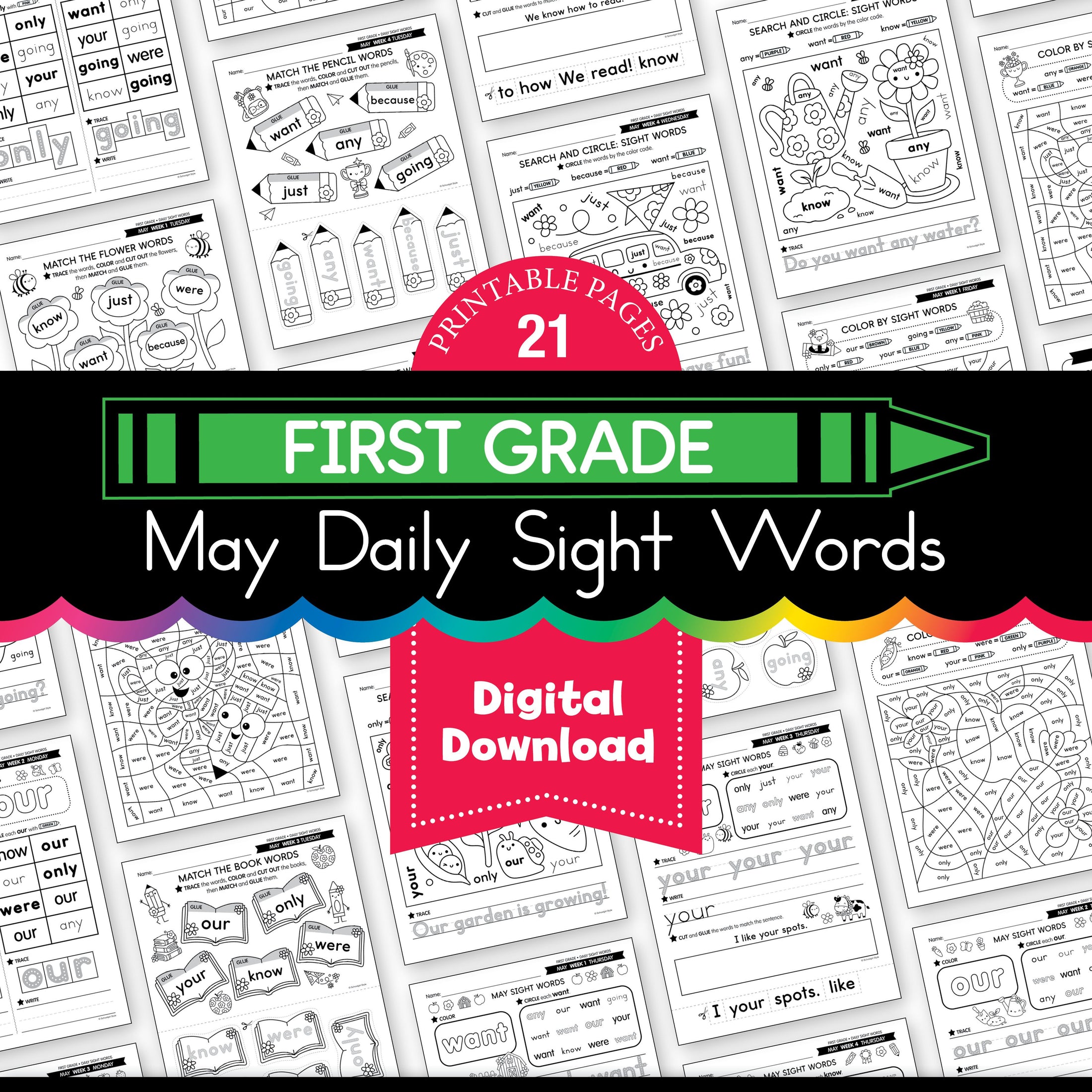 Printable First Grade May Daily Sight Words