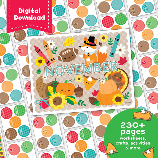 Printable First Grade November Thematic Unit Bundle