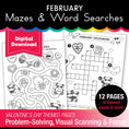 Load image into Gallery viewer, Printable February Mazes and Word Searches
