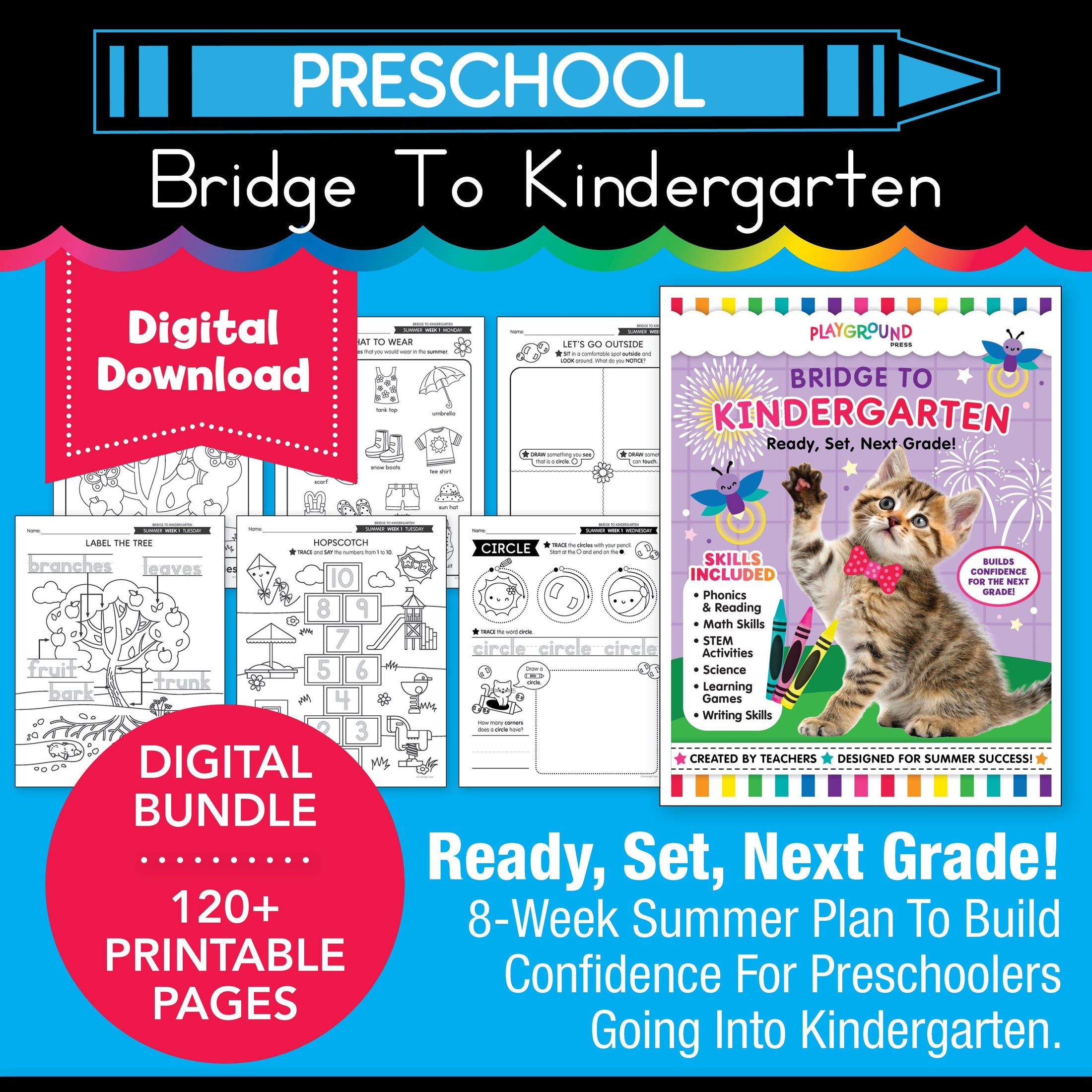 Printable Bridge To Kindergarten Digital Summer Workbook