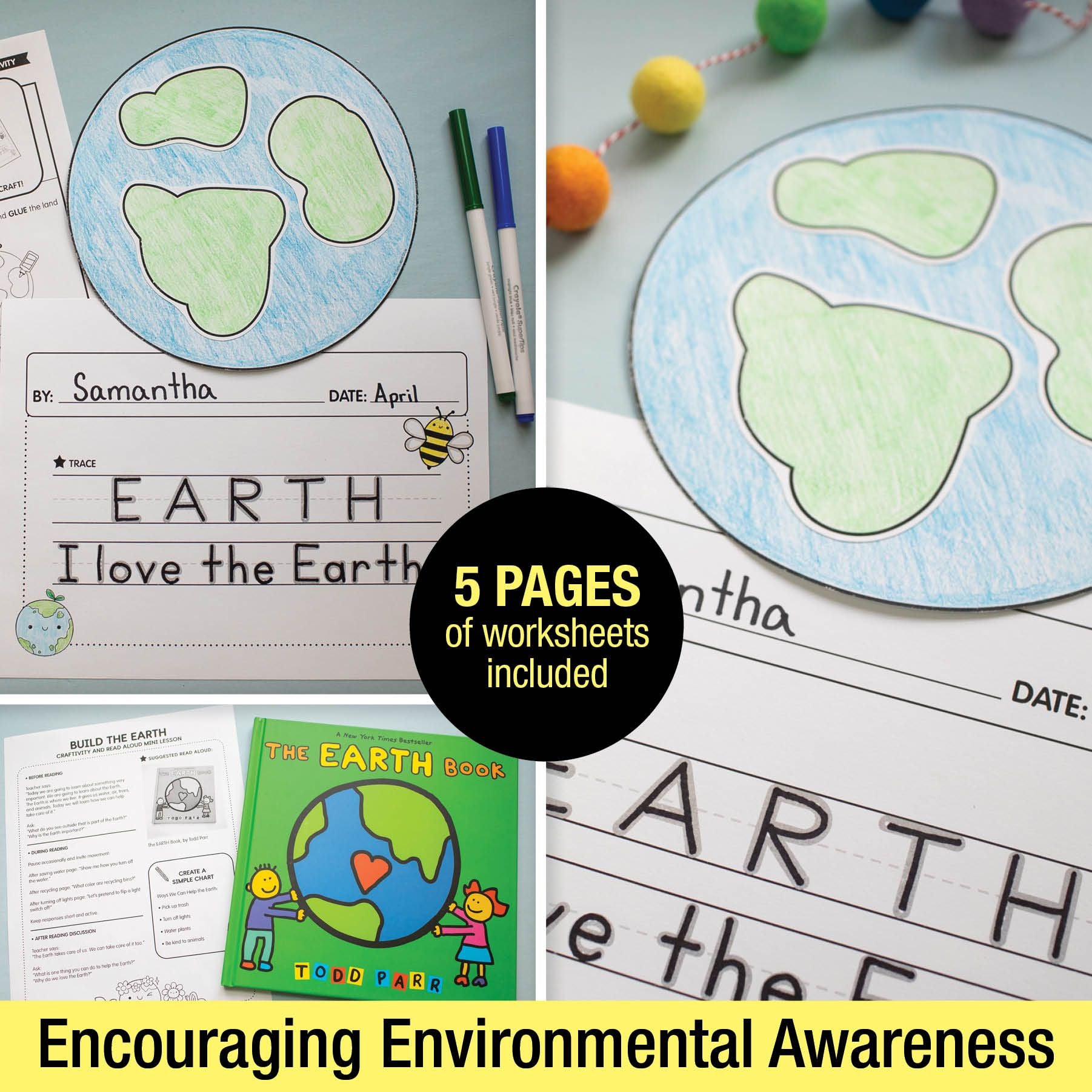 Printable April Build the Earth Craftivity and Read Aloud Mini Lesson
