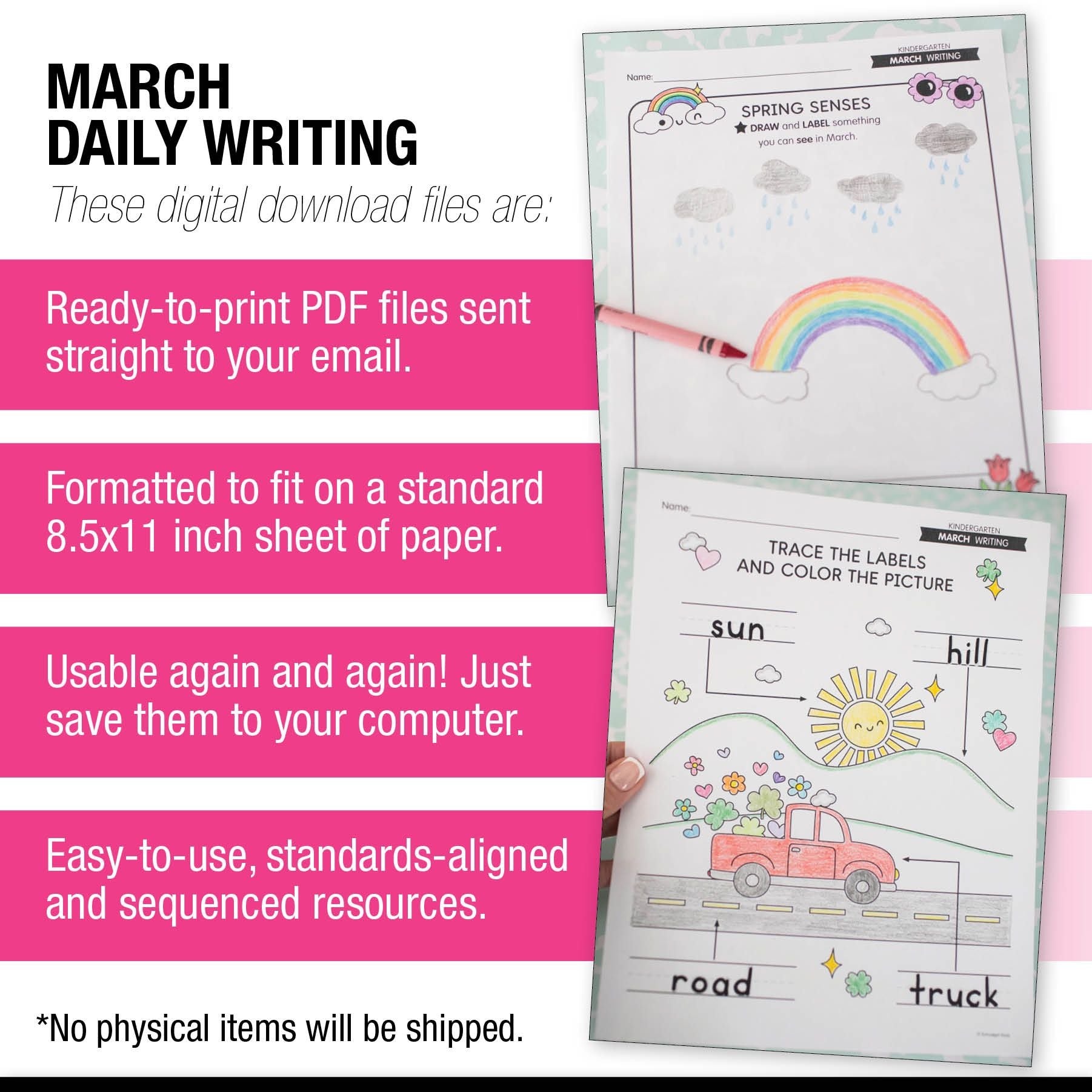 Printable Kindergarten March Daily Writing