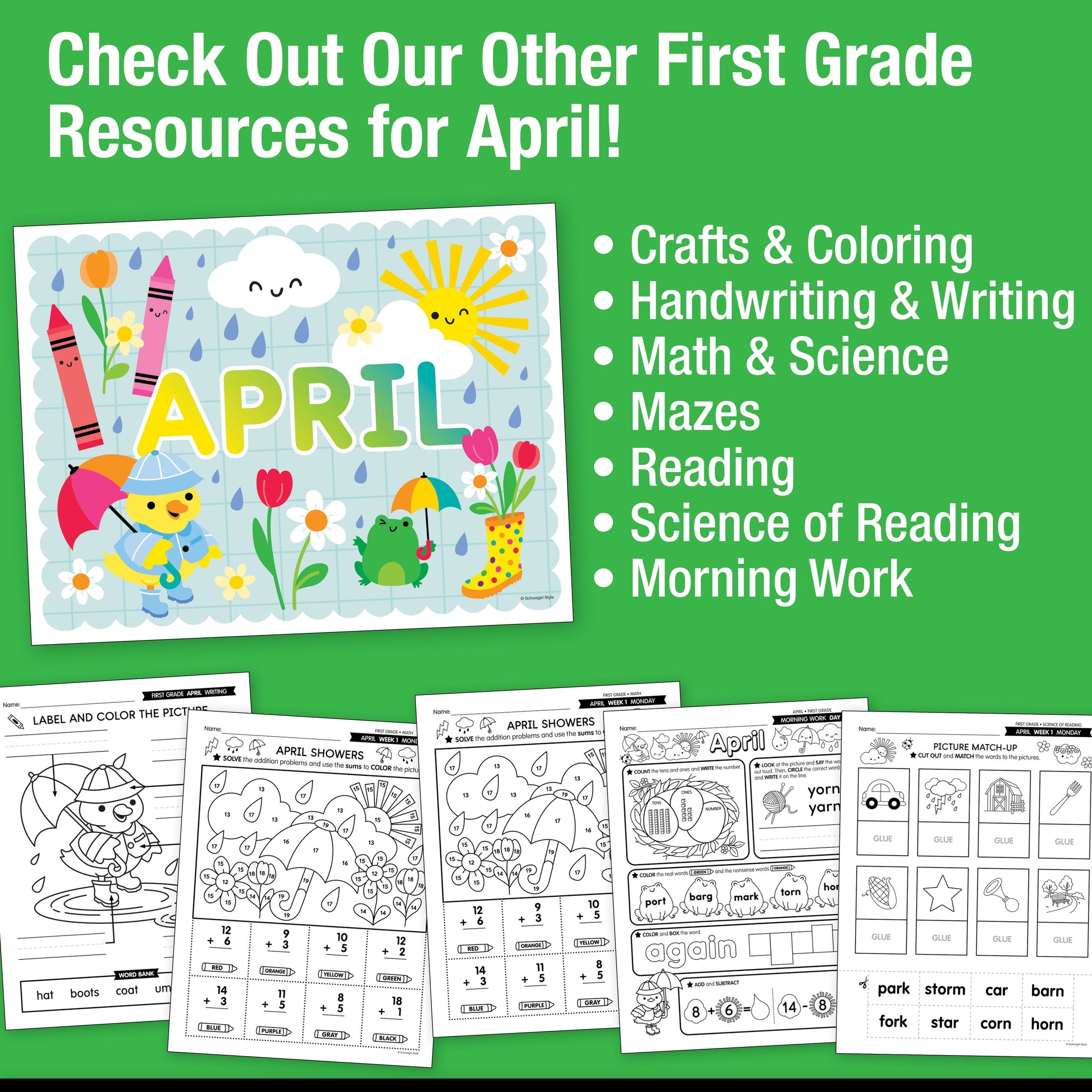 Printable First Grade April Daily Sight Words