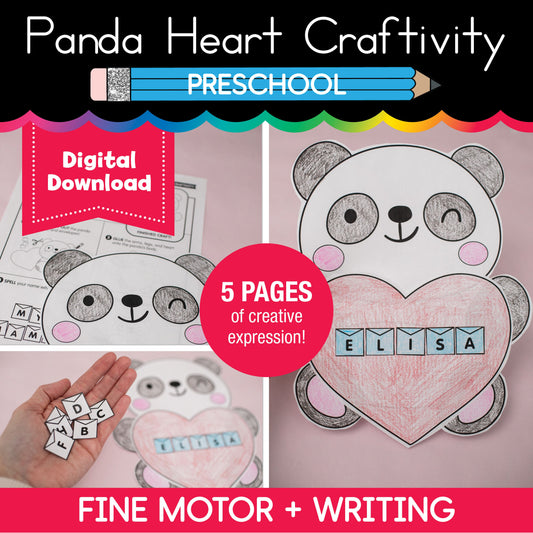 Printable February Panda Heart Craftivity