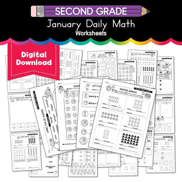 Printable Second Grade January Daily Math - Playground Press