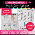 Load image into Gallery viewer, Printable Kindergarten March Daily Alphabet (Y, Z, & Full Alphabet Review)
