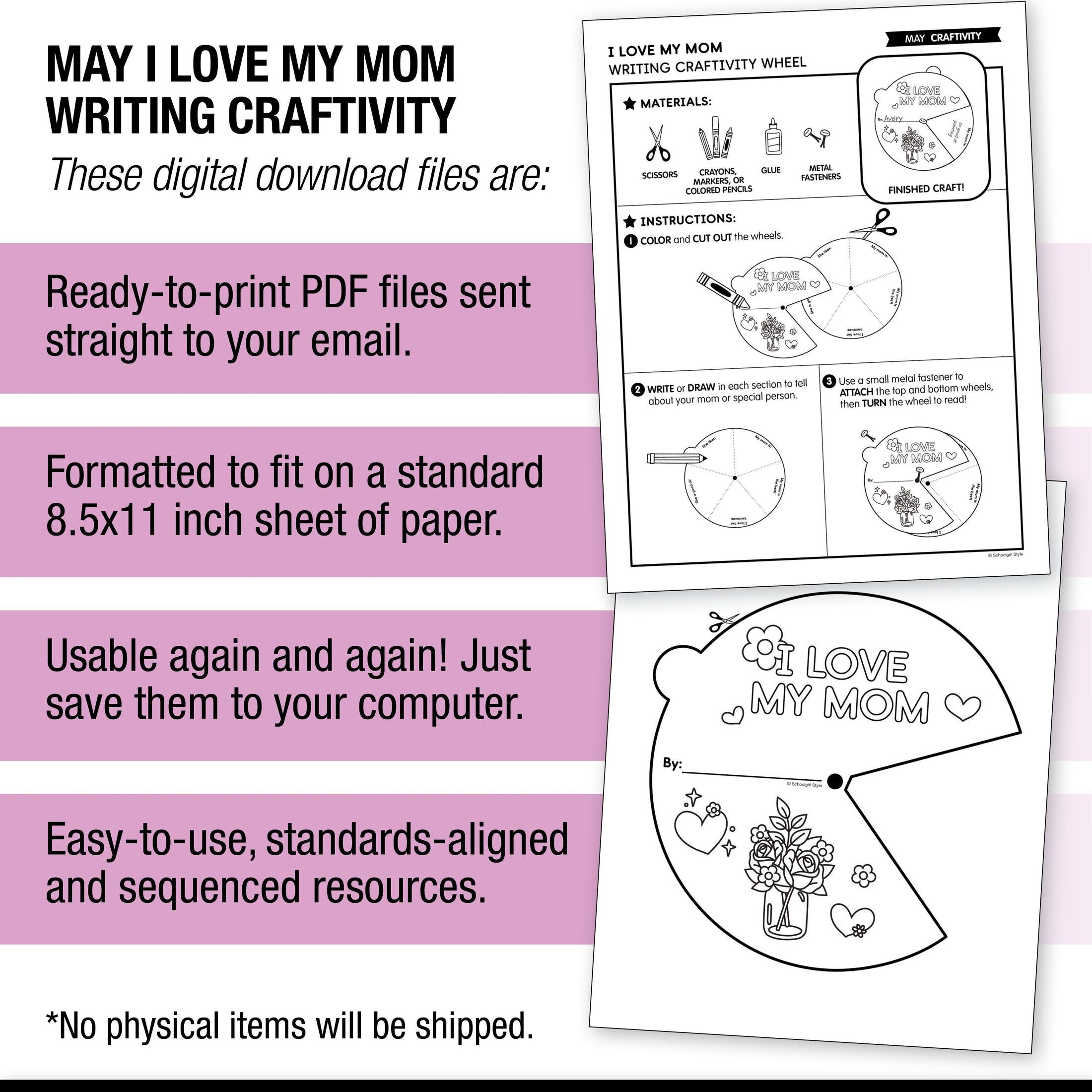 Printable May I Love My Mom Writing Craftivity