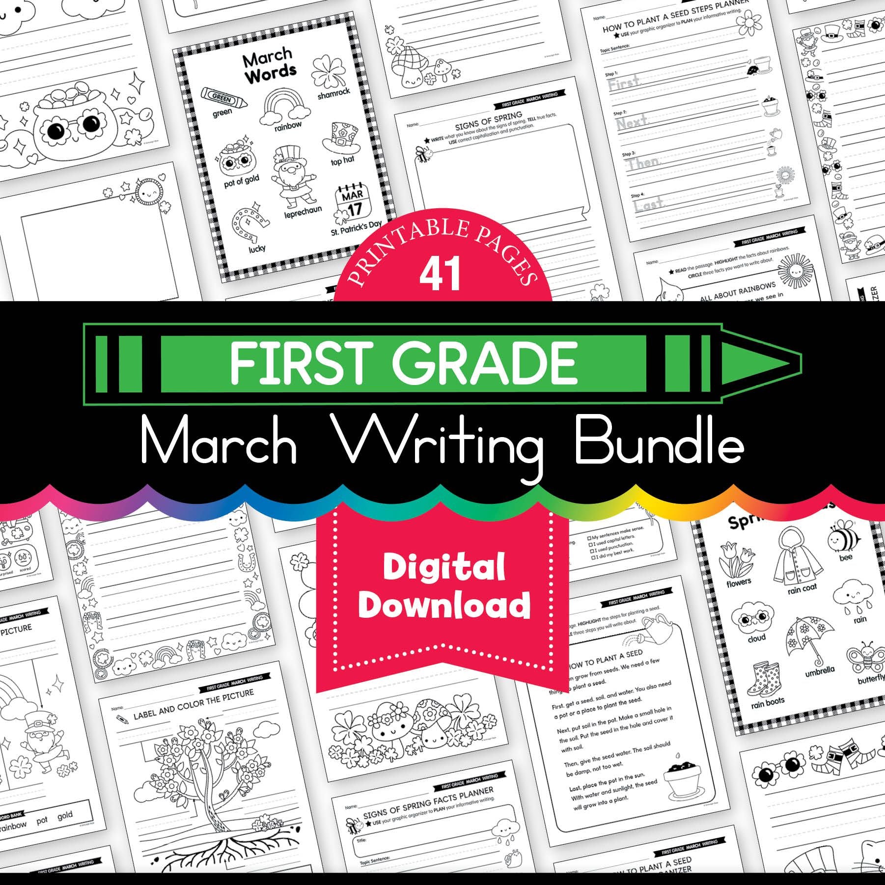 Printable First Grade March Writing Bundle