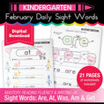 Load image into Gallery viewer, Printable Kindergarten February Daily Sight Words

