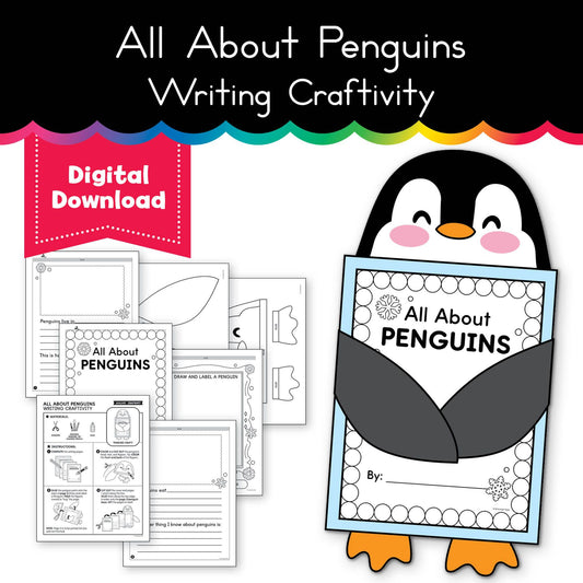 Printable January All About Penguins Writing Craftivity