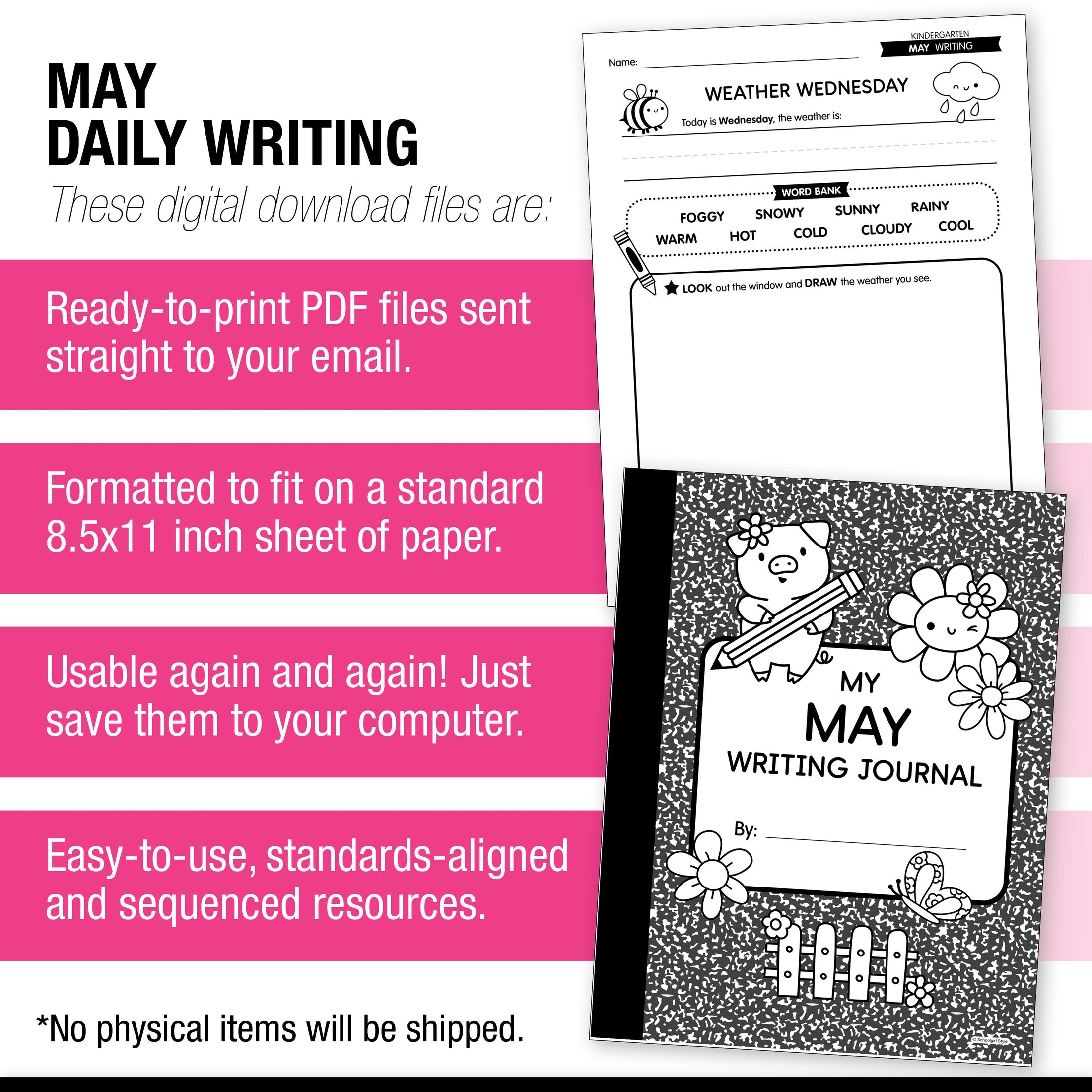Printable Kindergarten May Daily Writing