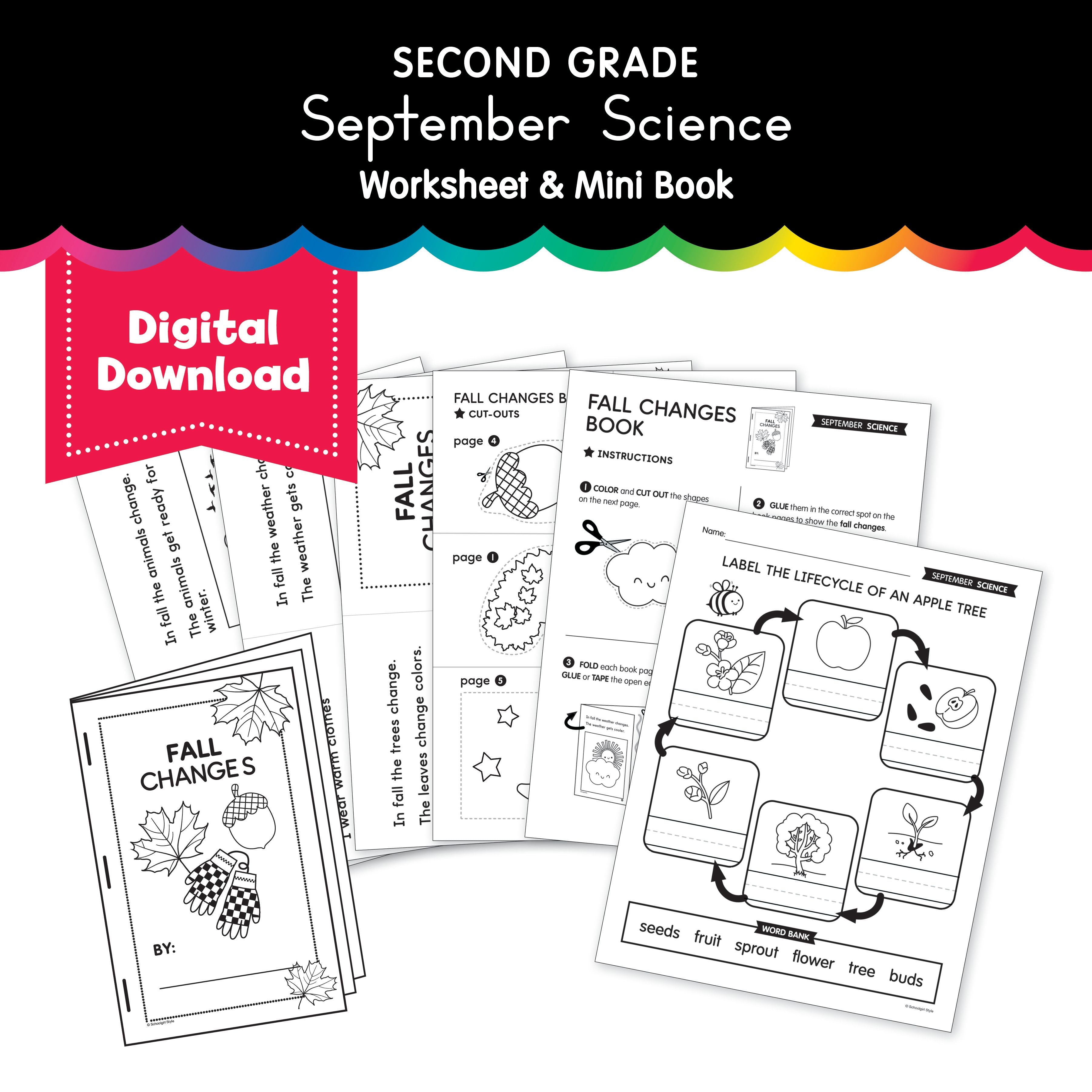 Second Grade September Science Worksheet & Mini Book - Playground Press